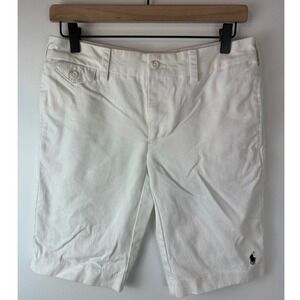 RALPH LAUREN SPORT Women's White Bermuda Shorts 2 Preppy Cotton Chino